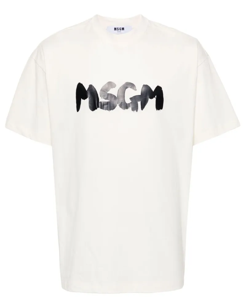 MSGM T-Shirt mit Pinselstrich-Logo Nude