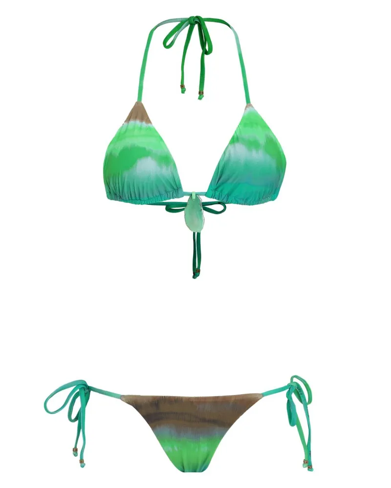 Amir Slama Bikini mit Batikmuster - Grün Grün