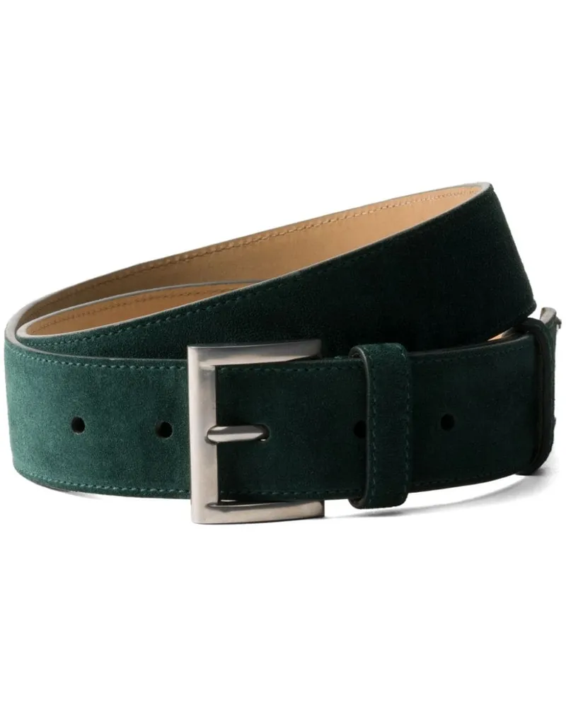 Prada Wildledergürtel mit Emaille-Logo - Grün Grün