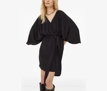 Wickelkleid mit weiten Ärmeln - Schwarz