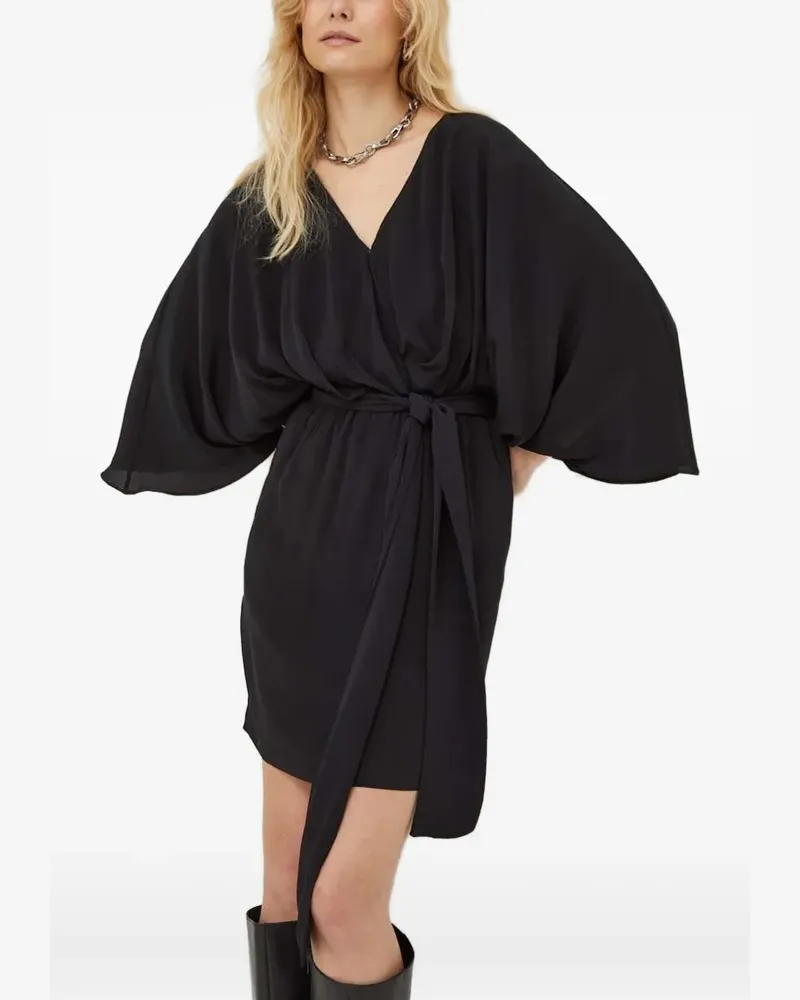 The Kooples Wickelkleid mit weiten Ärmeln - Schwarz Schwarz