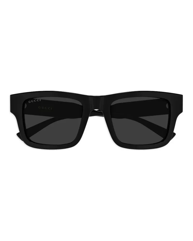 Gucci Eckige Sonnenbrille mit Logo - Schwarz Schwarz