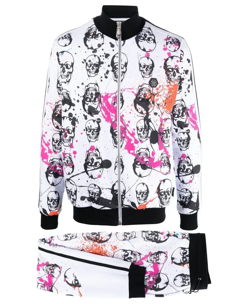Philipp Plein Jogginganzug mit Totenkopf-Print - Weiß Weiß