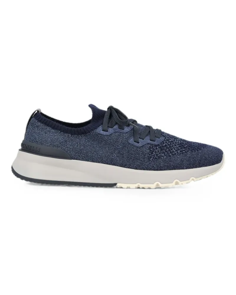 Brunello Cucinelli knit lace-up sneakers - Blau Blau