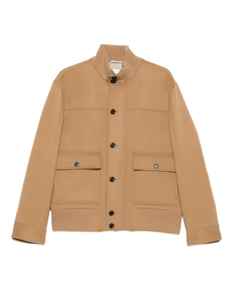 LARDINI button-up ribbed-trim jacket - Nude Nude