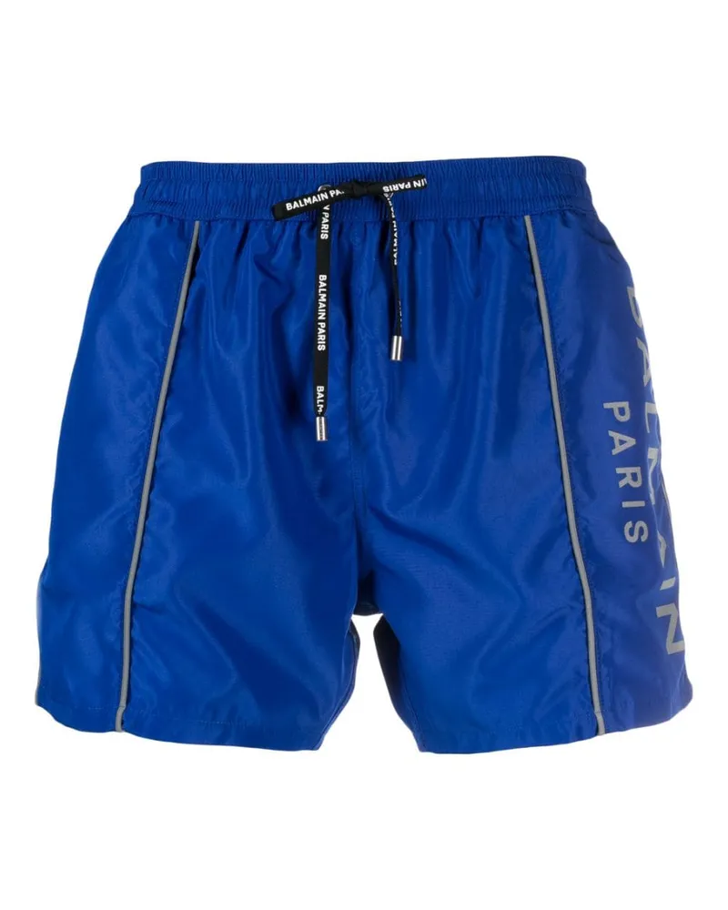 Balmain Badeshorts mit Logo-Print - Blau Blau