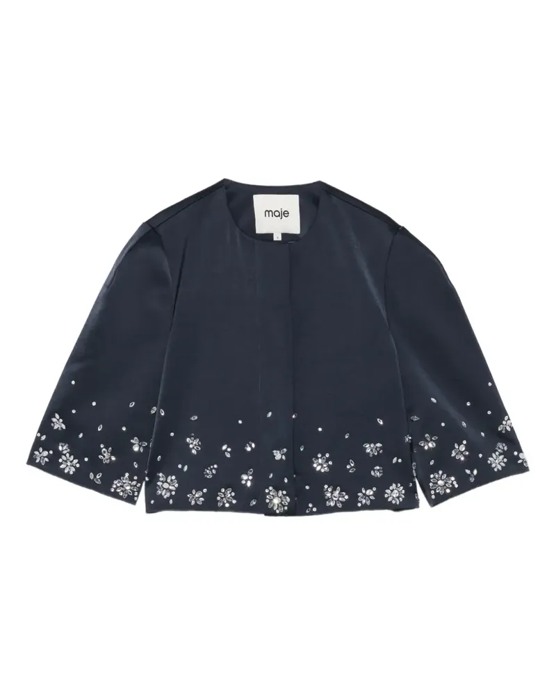 Maje crystal-embellished cropped jacket - Blau Blau