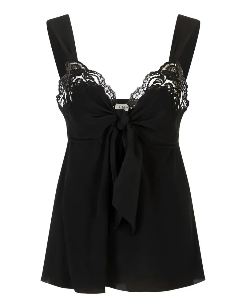 Chloé lace-trim bow-detail sleeveless blouse - Schwarz Schwarz