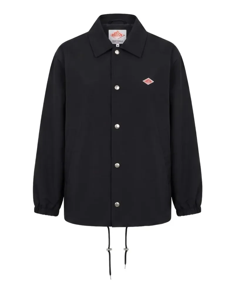 Danton Kordelzug-Jacke mit Logo-Patch - Schwarz Schwarz