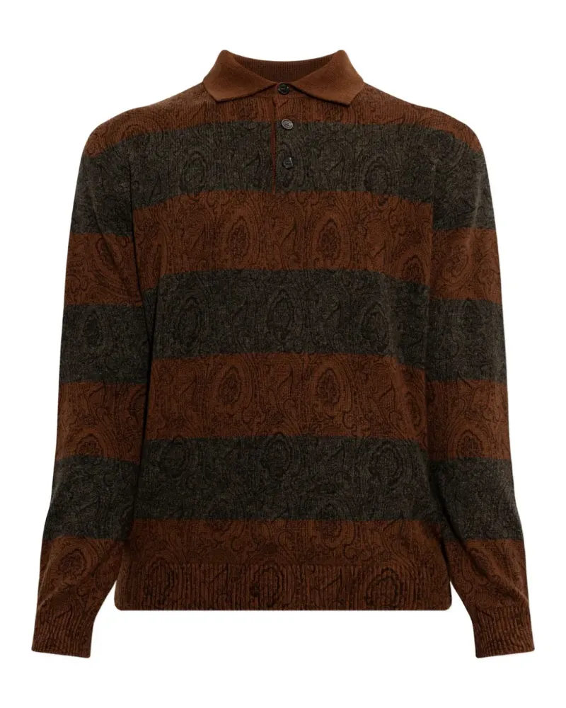 Etro paisley-pattern striped polo sweater - Braun Braun