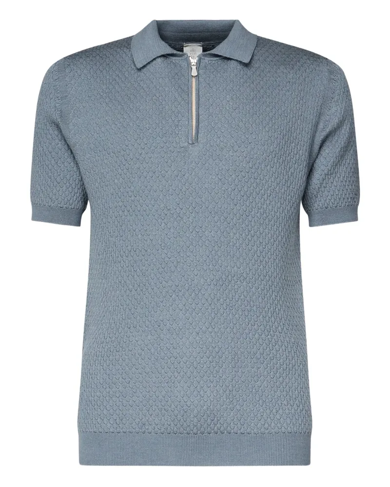 Eleventy Strukturiertes Poloshirt mit Reißverschluss - Blau Blau