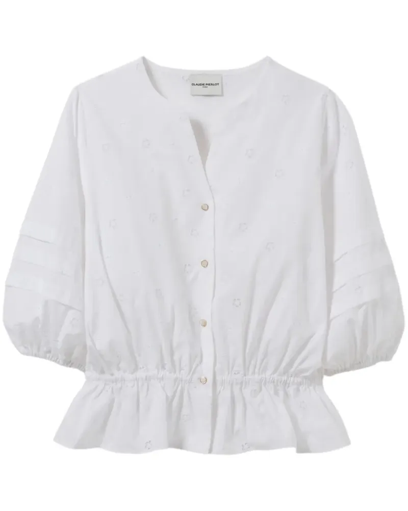 Claudie Pierlot Bluse mit Lochstickerei - Weiß Weiß