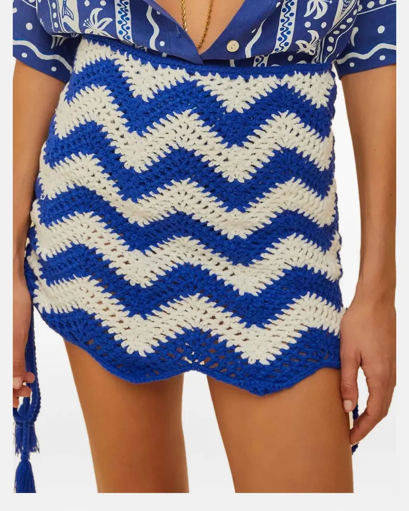FARM Rio chevron tassel mini skirt - Blau Blau