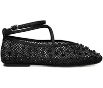 Mesh-Ballerinas mit Perlenverzierung - Schwarz