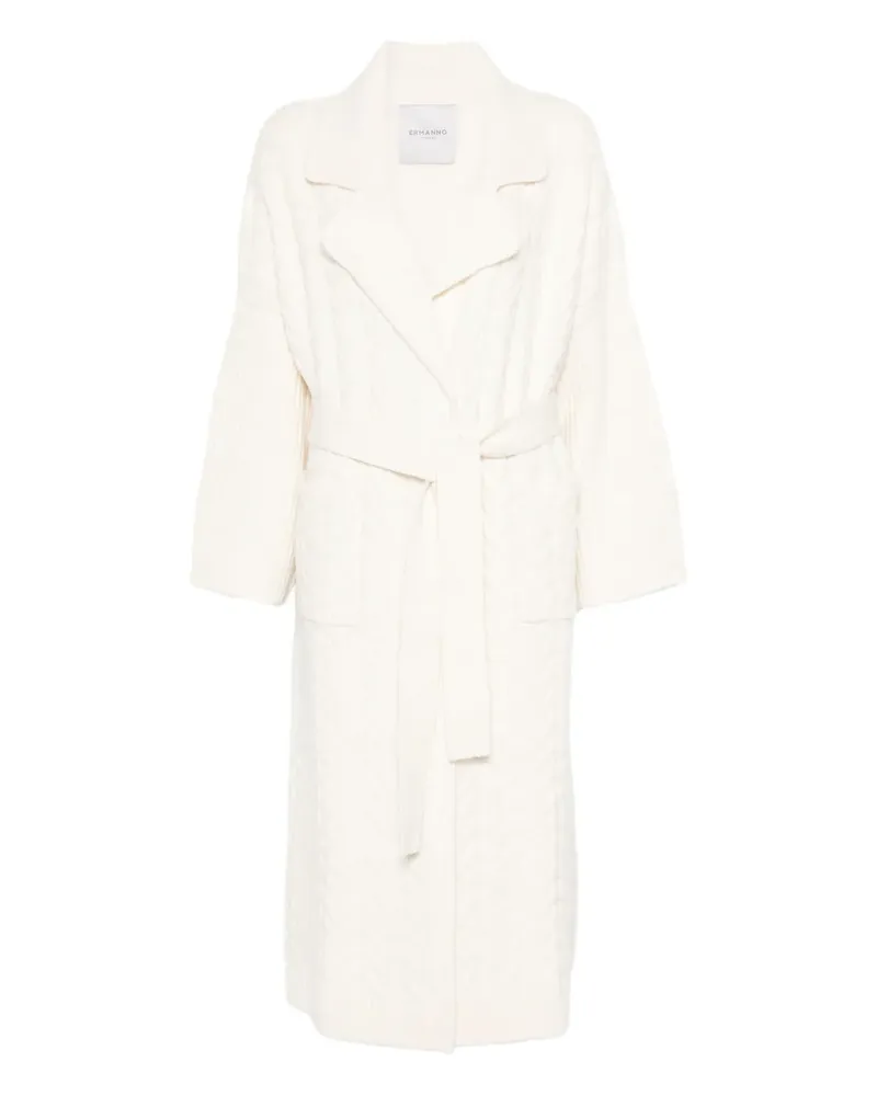 Ermanno Scervino cable-knit belted cardi-coat - Nude Nude