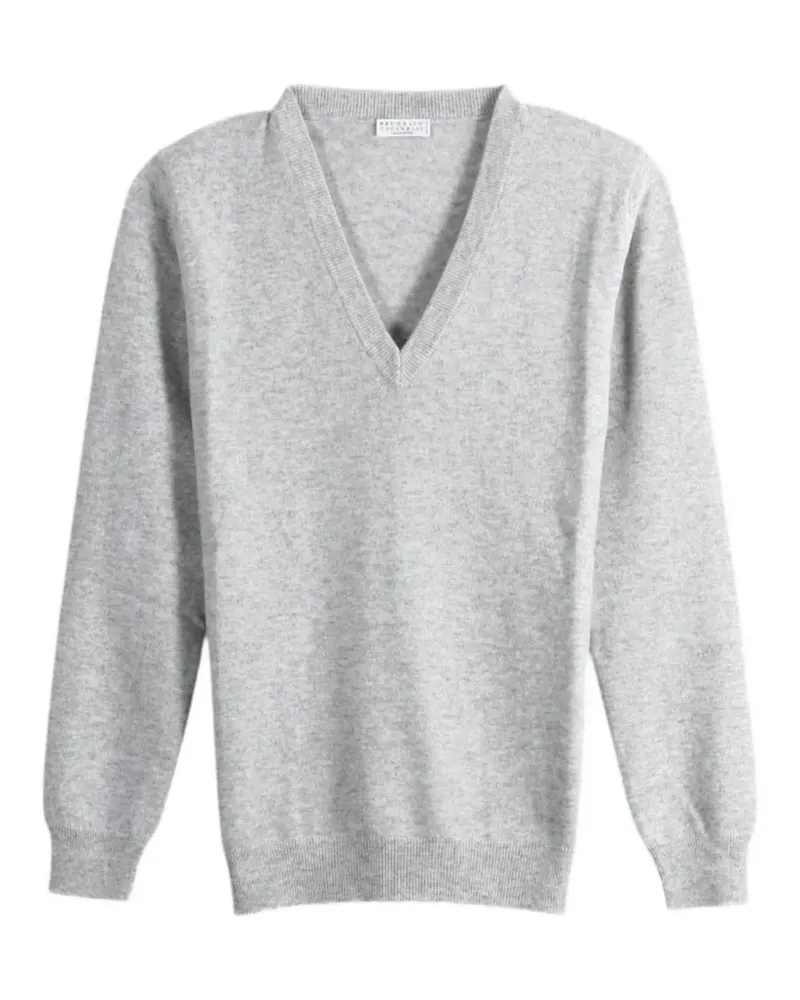 Brunello Cucinelli Kaschmirpullover mit V-Ausschnitt - Grau Grau