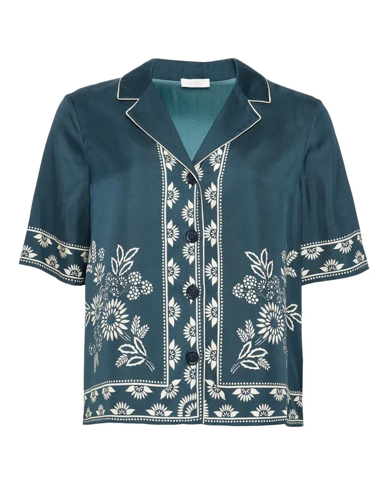 Eres Mentholée Pyjama-Oberteil mit Blumen-Print - Blau Blau