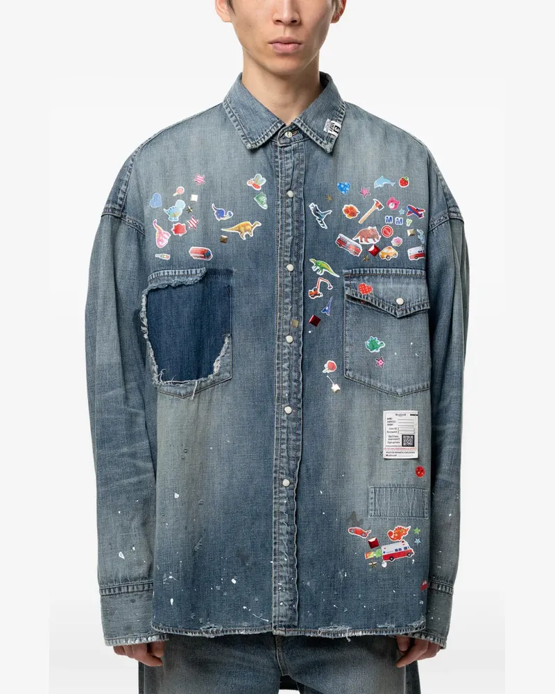 MIHARAYASUHIRO Jeanshemd mit Print - Blau Blau