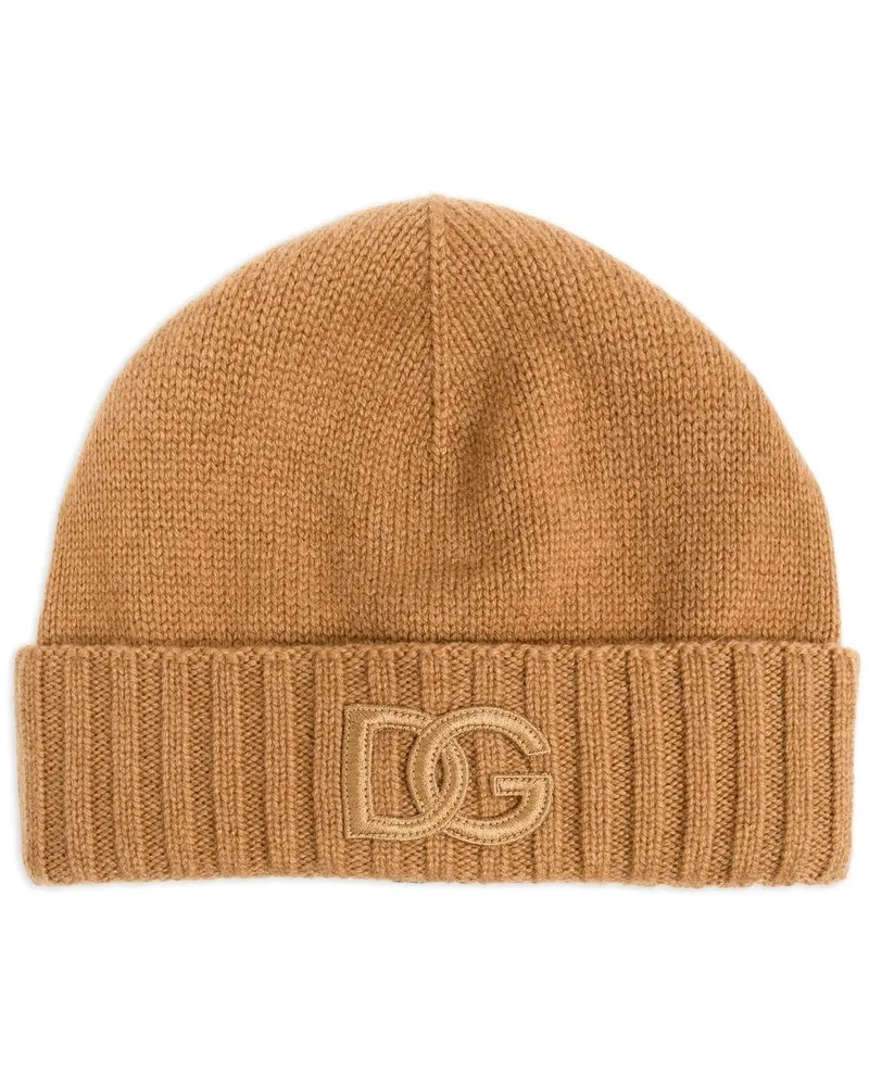 Dolce & Gabbana Beanie mit Logo-Stickerei Nude