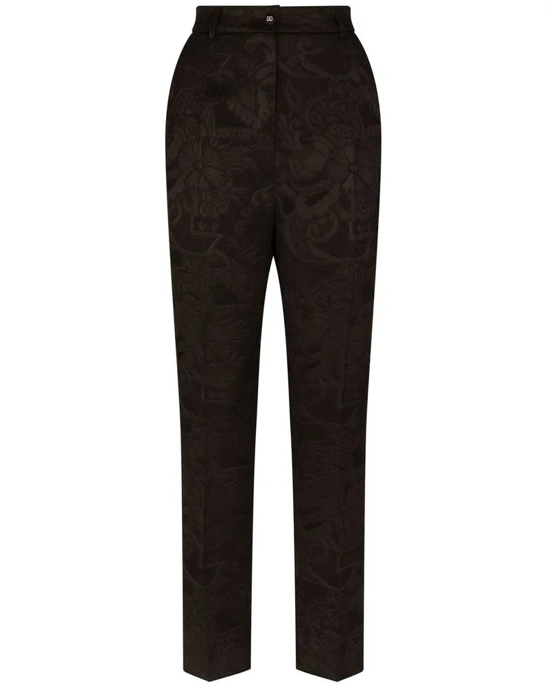 Dolce & Gabbana Jacquard-Hose mit Blumenmuster - Schwarz Schwarz