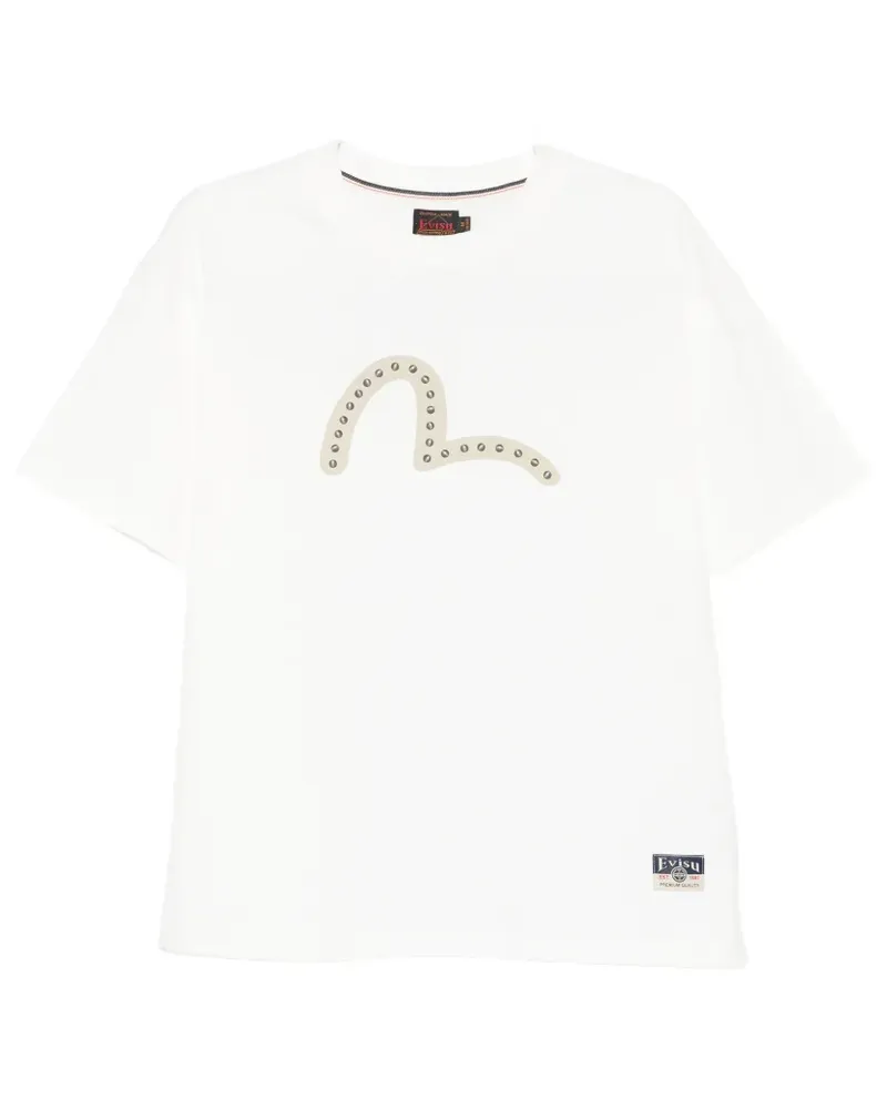 Evisu stud-embellished T-shirt - Weiß Weiß