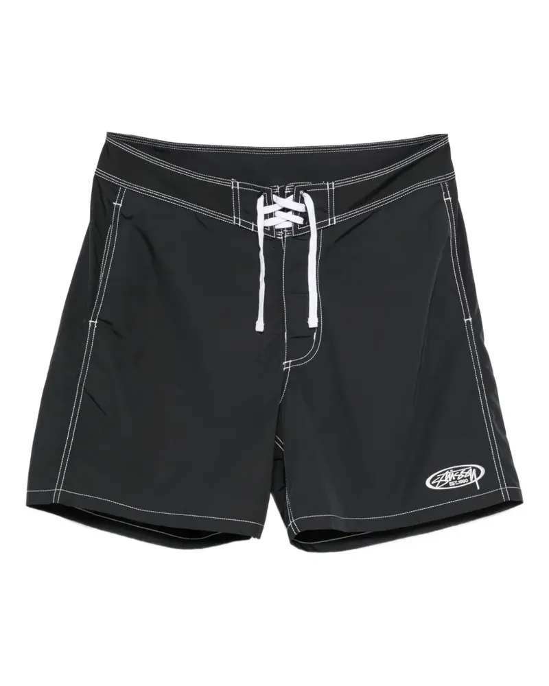 Stüssy contrast-stitch logo-patch shorts - Schwarz Schwarz