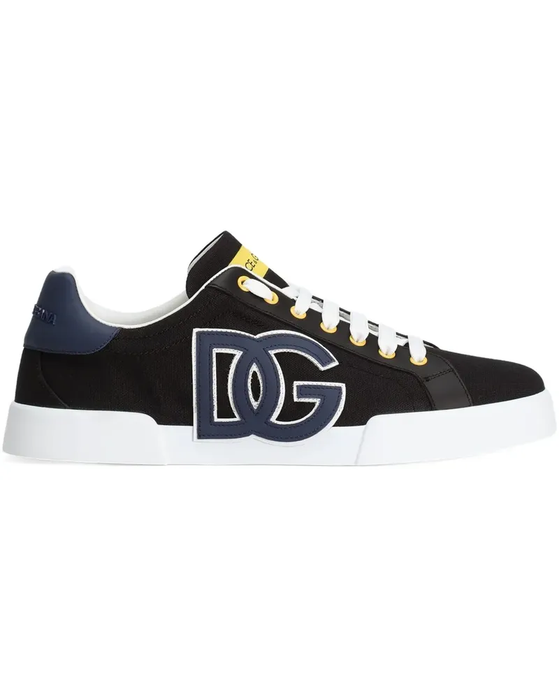 Dolce & Gabbana Portofino Sneakers mit Logoverzierung - Schwarz Schwarz