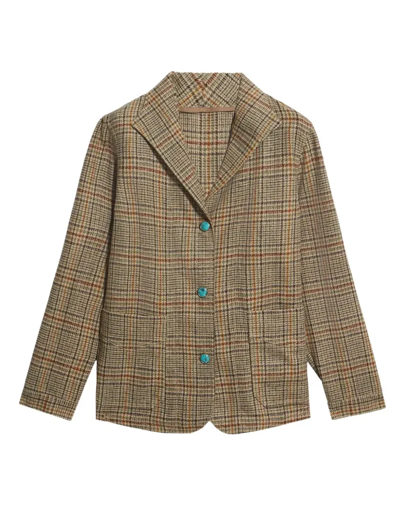 Fortela Scotland check stone-button blazer - Nude Nude