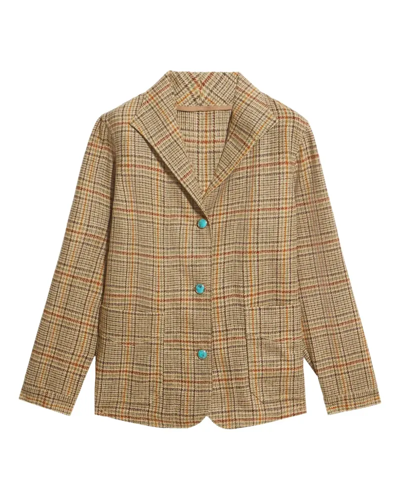 Fortela Scotland check stone-button blazer - Nude Nude