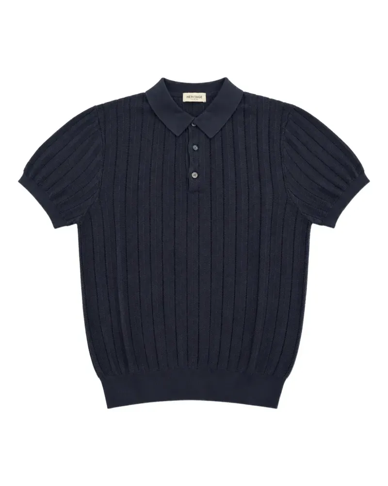 Heritage ribbed-knit polo shirt - Blau Blau