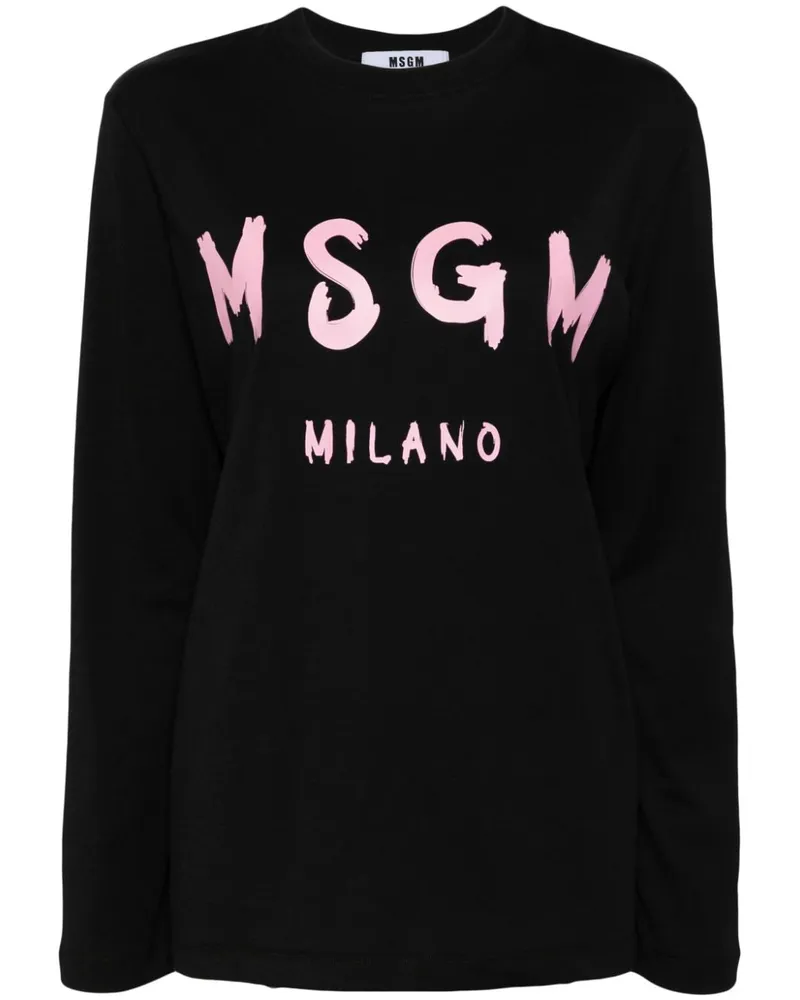 MSGM T-Shirt mit Logo-Print Schwarz