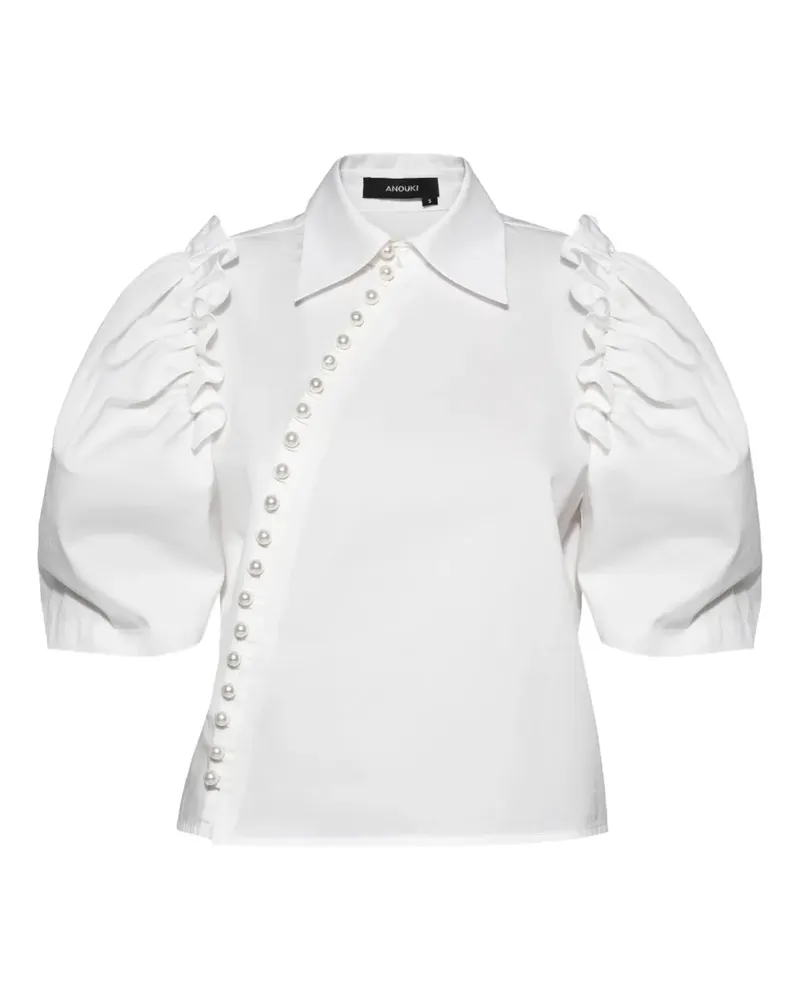 ANOUKI embellished ruffled shirt - Weiß Weiß