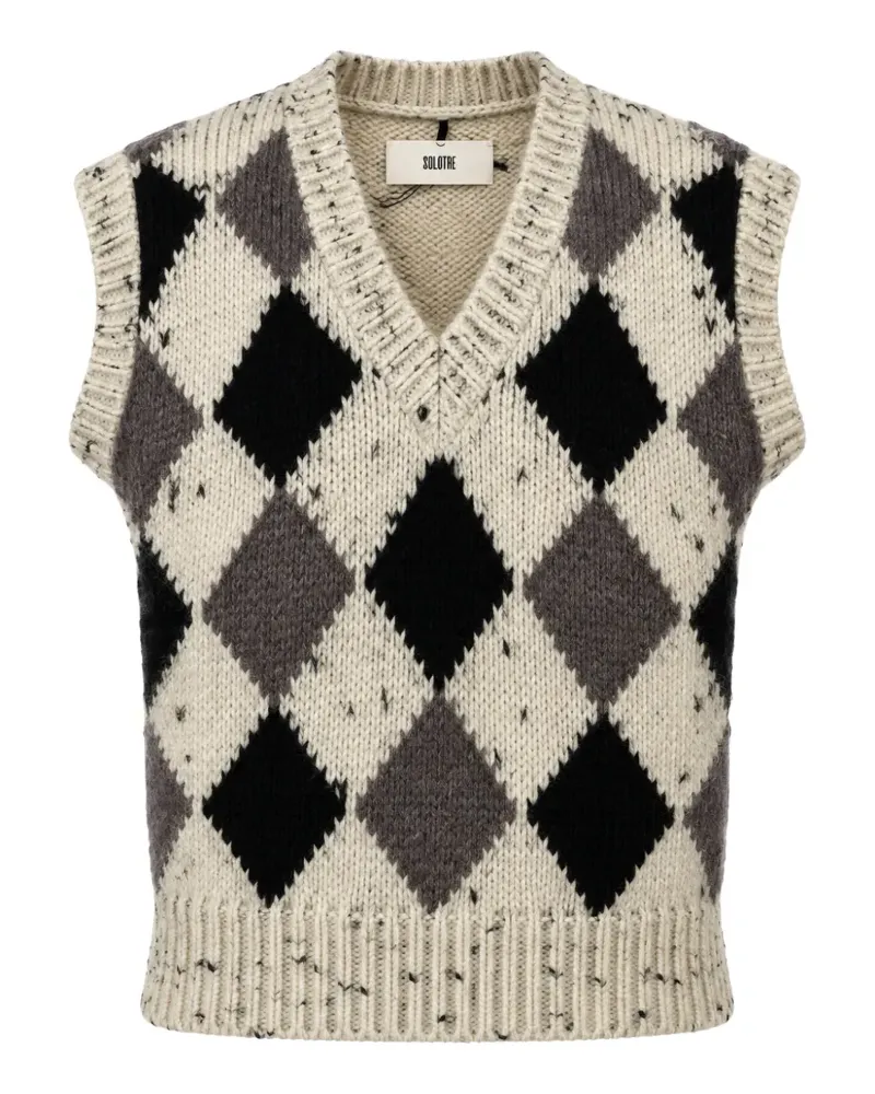 SOLOTRE Pullover mit Argyle-Muster - Nude Nude