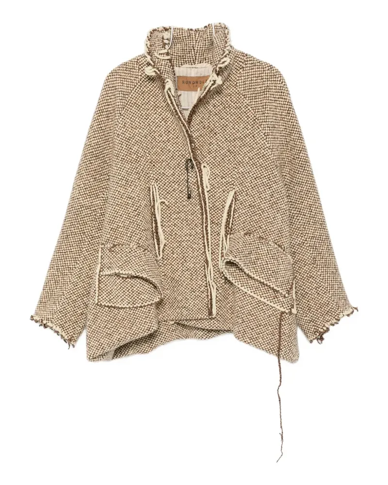 Studiorundholz check frayed-edge jacket - Braun Braun