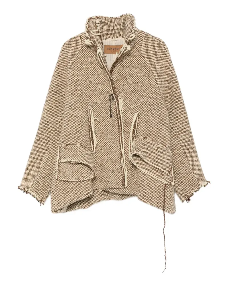 Studiorundholz Jacke mit ausgefransten Kanten - Braun Braun