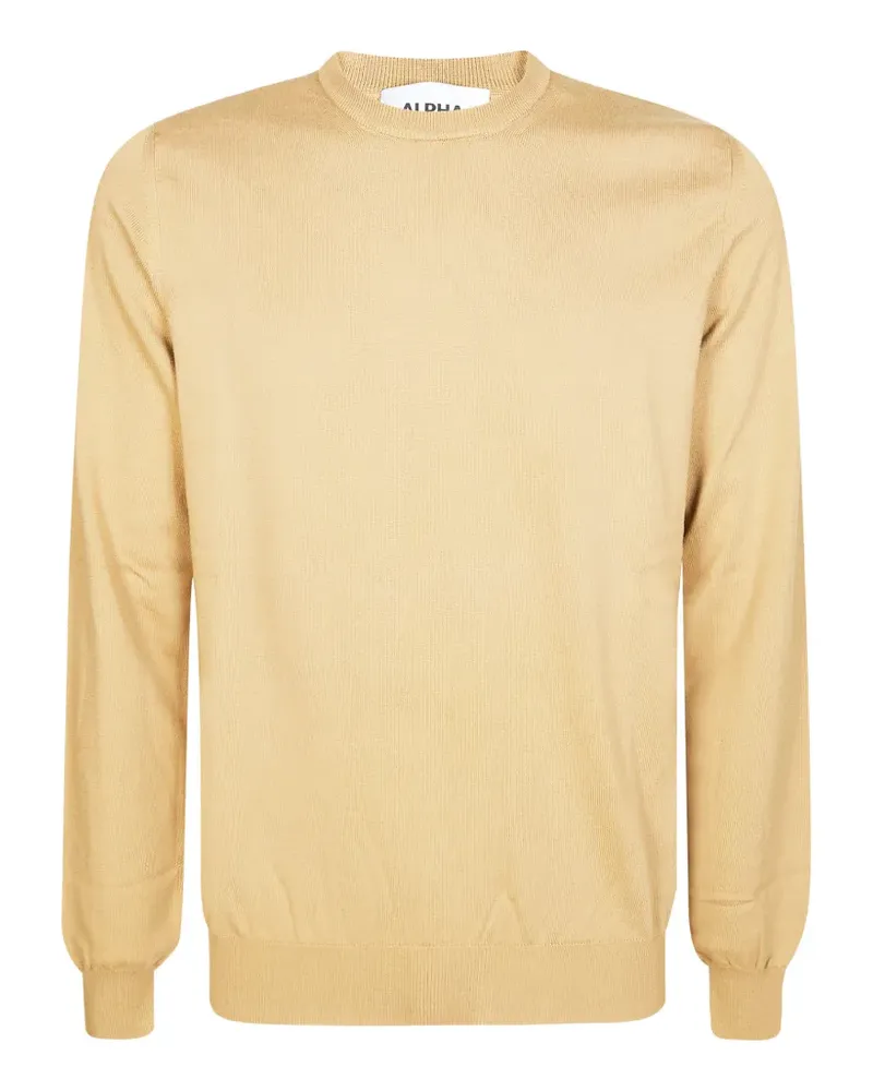 Alpha Studio Fein gestrickter Pullover - Gelb Gelb