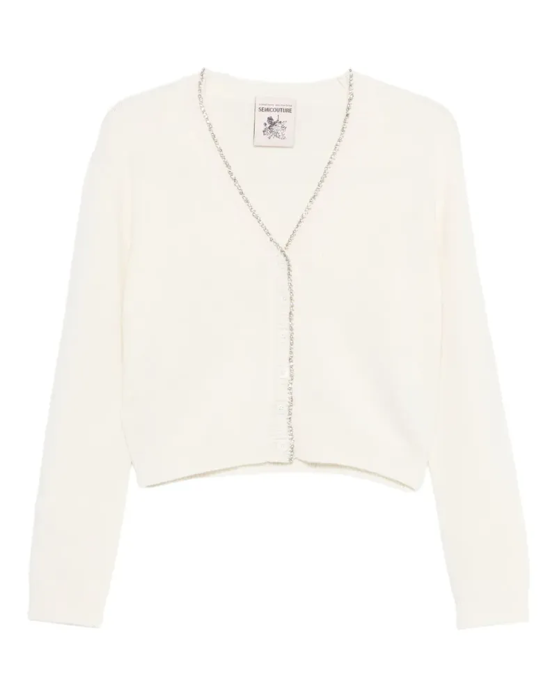Semicouture Cardigan mit Kristallverzierung - Weiß Weiß