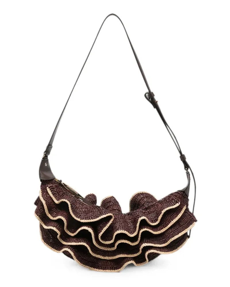 Zimmermann Goldentime ruffled raffia shoulder bag - Rot Rot