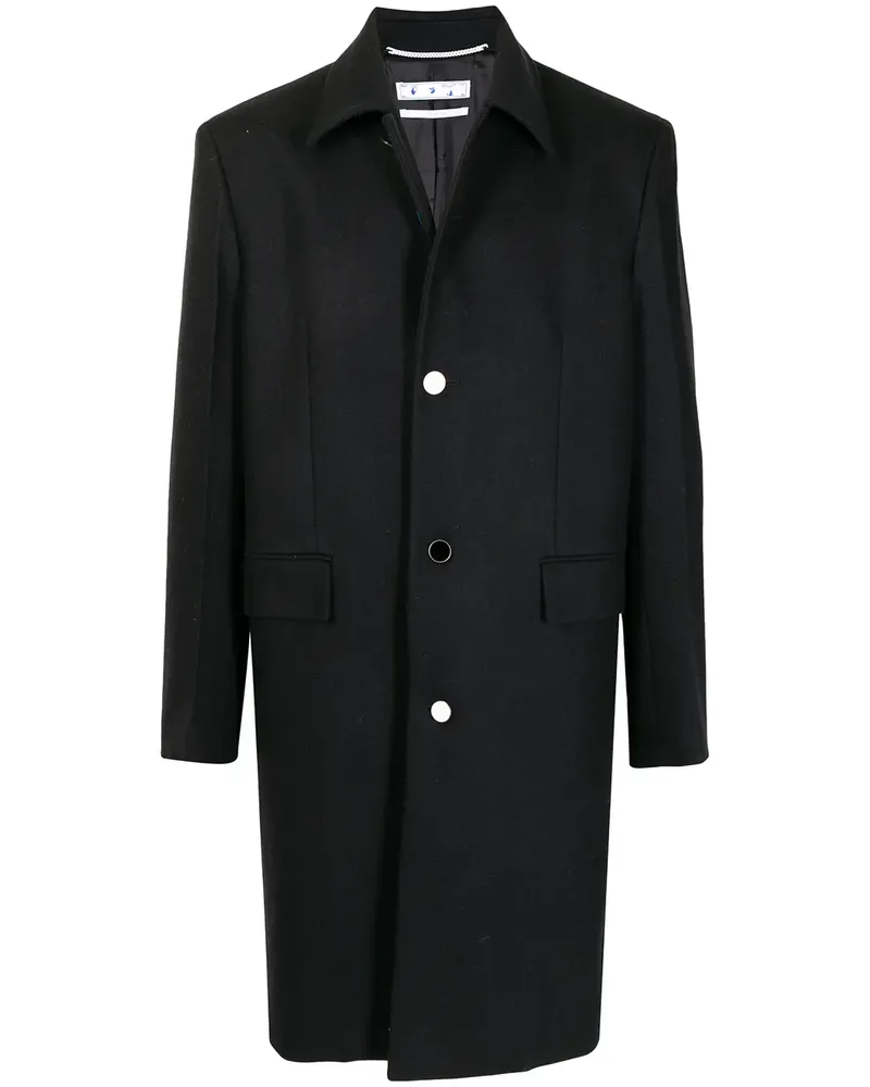 OFF-WHITE Einreihiger Mantel - Schwarz Schwarz