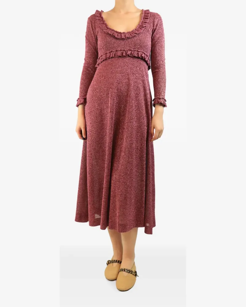 ALEXACHUNG Gerüschtes Lurex-Midikleid - Rosa Rosa