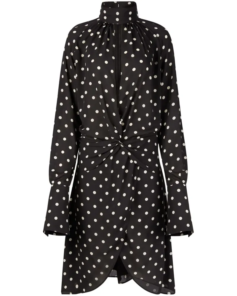Nina Ricci Midikleid mit Polka Dots - Schwarz Schwarz