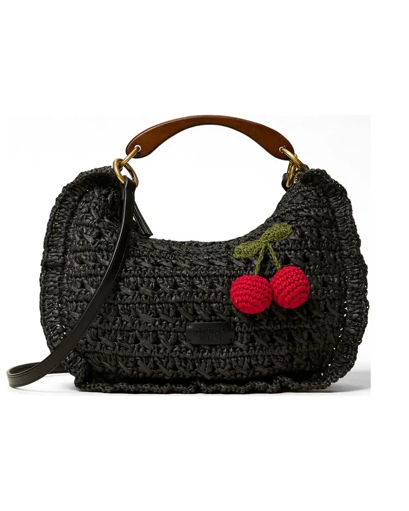 Twin-Set ruffled cherry-detail tote bag - Schwarz Schwarz