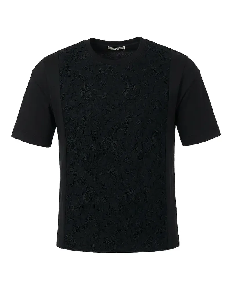 Valentino Garavani lace-panel T-shirt - Schwarz Schwarz