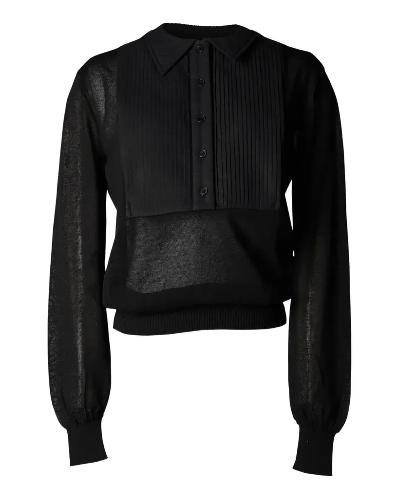 pushBUTTON Pullover im Layering-Look mit Falten - Schwarz Schwarz