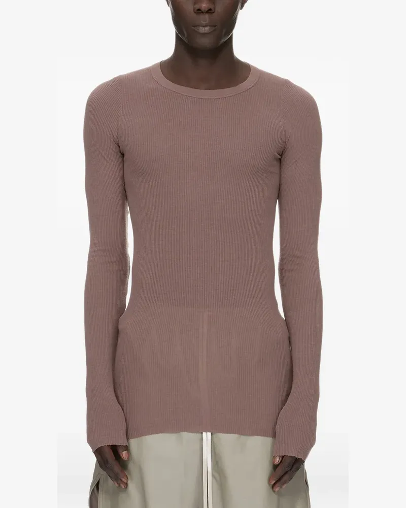 Rick Owens Ungesäumtes Rib LS T-Shirt - Braun Braun