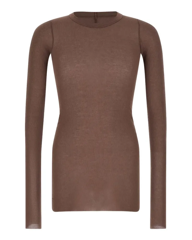 Rick Owens Rib LS T raw-cut T-shirt - Braun Braun