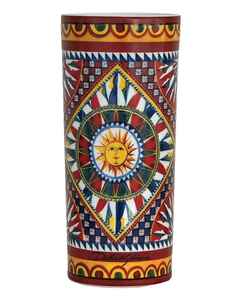 Dolce & Gabbana Gemusterte Cart Vase (10cm x 23cm) - Rot Rot