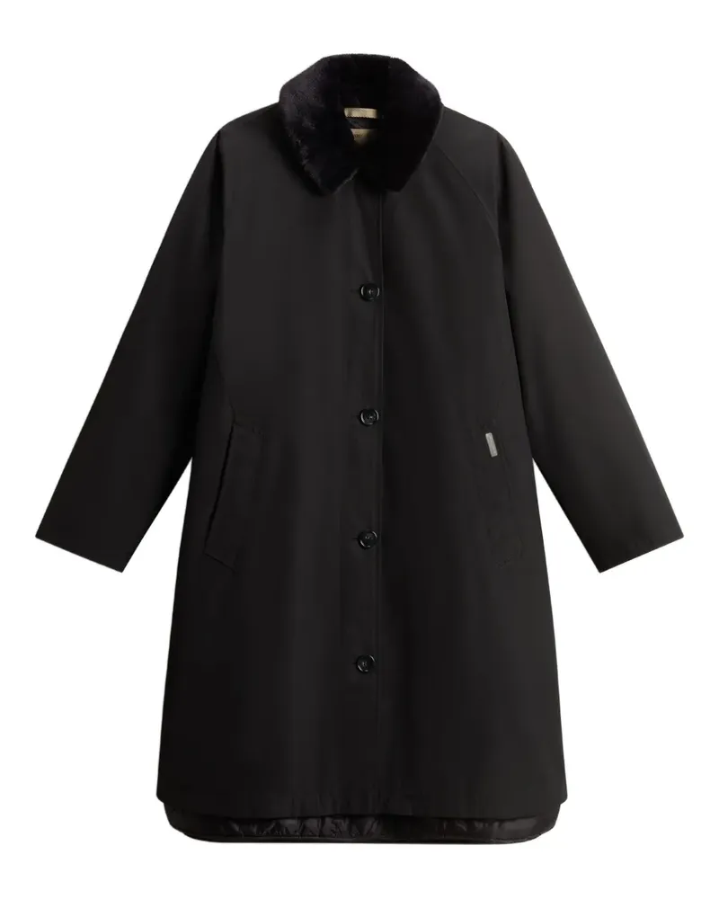 Woolrich Mantel mit Kragen aus Faux Fur - Schwarz Schwarz