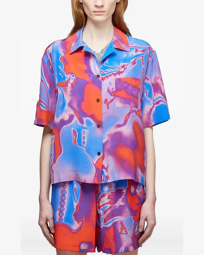 McQ Kragen-Oberteil mit abstraktem Print - Blau Blau
