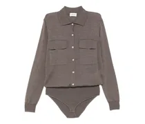 Body mit geknöpfter Tasche - Grau